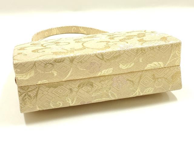 平和屋着物▼和装小物　和装バッグ　ハンドバッグ　唐草花文　金糸　逸品　AABK9587ay