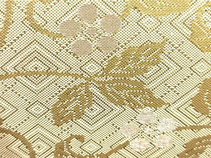 平和屋着物▼和装小物　和装バッグ　ハンドバッグ　唐草花文　金糸　逸品　AABK9587ay
