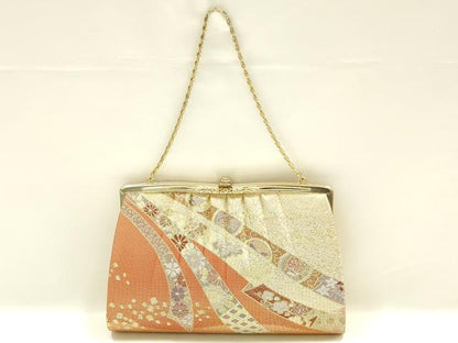 平和屋着物▼和装小物　和装バッグ　ハンドバッグ　チェーンバッグ　蔓帯花文　金糸　逸品　AABK9588ay