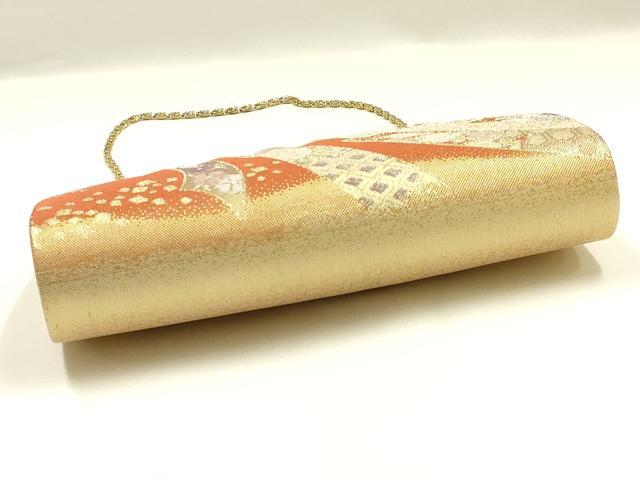 平和屋着物▼和装小物　和装バッグ　ハンドバッグ　チェーンバッグ　蔓帯花文　金糸　逸品　AABK9588ay