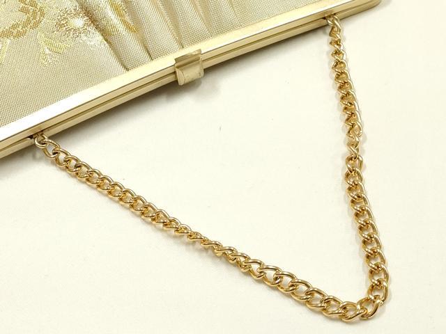 平和屋着物▼和装小物　和装バッグ　ハンドバッグ　チェーンバッグ　花蝶文　金糸　逸品　AABK9589ay