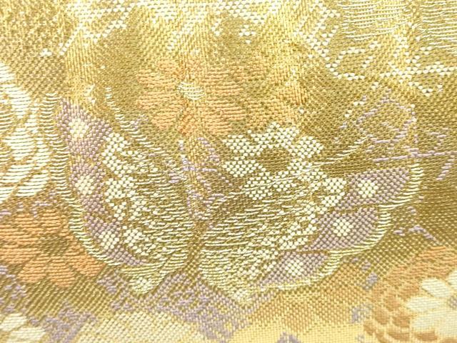 平和屋着物▼和装小物　和装バッグ　ハンドバッグ　チェーンバッグ　花蝶文　金糸　逸品　AABK9589ay