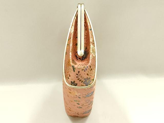 平和屋着物▼和装小物　和装バッグ　ハンドバッグ　チェーンバッグ　道長花文　金糸　逸品　AABK9591ay