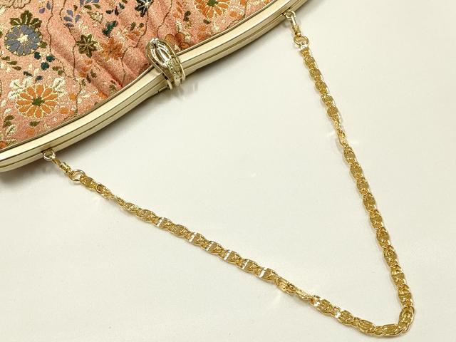平和屋着物▼和装小物　和装バッグ　ハンドバッグ　チェーンバッグ　道長花文　金糸　逸品　AABK9591ay