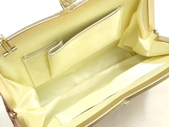 平和屋着物▼和装小物　和装バッグ　ハンドバッグ　チェーンバッグ　道長花文　金糸　逸品　AABK9591ay