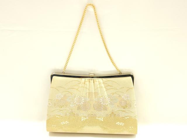 平和屋着物▼和装小物　和装バッグ　ハンドバッグ　チェーンバッグ　クラッチバッグ　吉祥花文　金糸　逸品　AABK9593ay