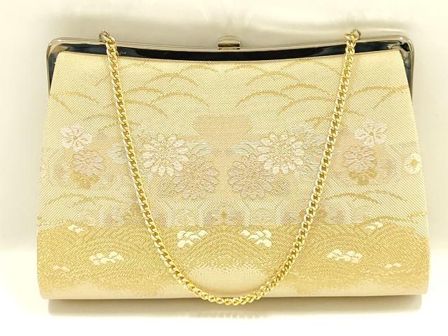 平和屋着物▼和装小物　和装バッグ　ハンドバッグ　チェーンバッグ　クラッチバッグ　吉祥花文　金糸　逸品　AABK9593ay