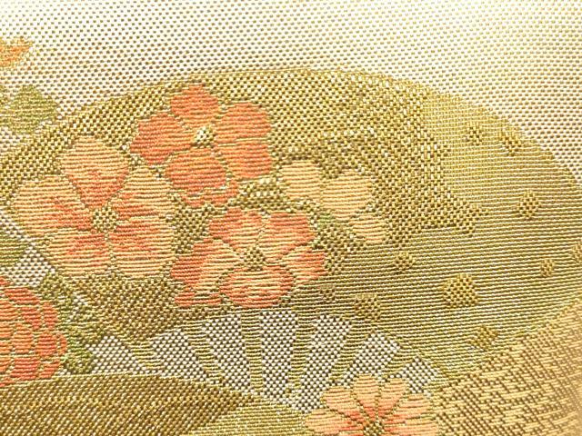 平和屋着物▼和装小物　和装バッグ　ハンドバッグ　扇面花文　金銀糸　逸品　AABK9596ay