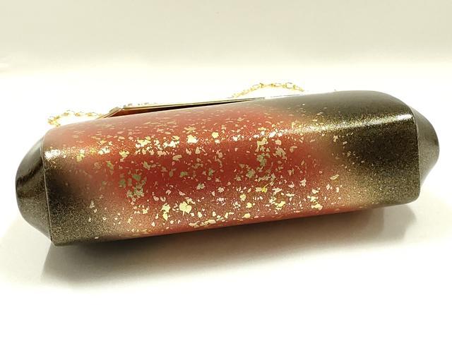 平和屋着物▼和装小物　和装バッグ　ハンドバッグ　チェーンバッグ　箔散らし　金糸　暈し　ラインストーン　逸品　AABK9601ay