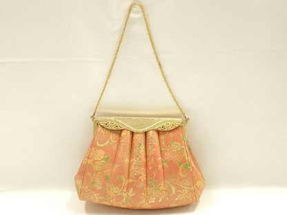 平和屋着物▼和装小物　和装バッグ　ハンドバッグ　チェーンバッグ　花唐草文　金彩　逸品　AABK9602ay
