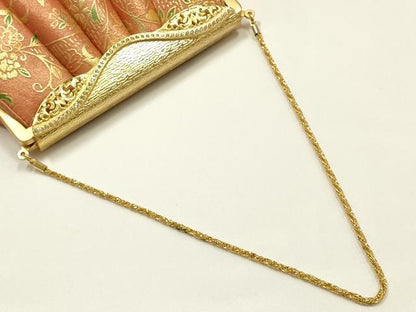 平和屋着物▼和装小物　和装バッグ　ハンドバッグ　チェーンバッグ　花唐草文　金彩　逸品　AABK9602ay