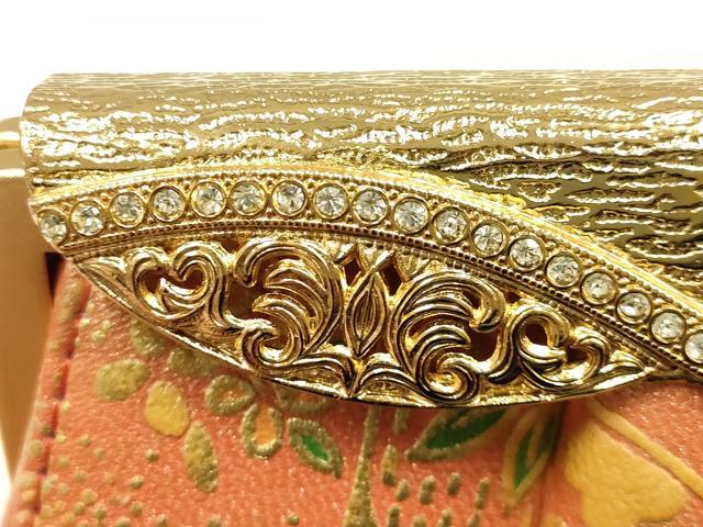平和屋着物▼和装小物　和装バッグ　ハンドバッグ　チェーンバッグ　花唐草文　金彩　逸品　AABK9602ay