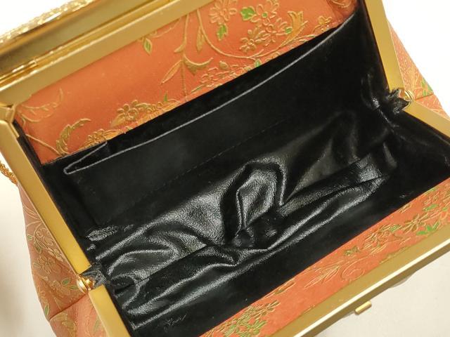 平和屋着物▼和装小物　和装バッグ　ハンドバッグ　チェーンバッグ　花唐草文　金彩　逸品　AABK9602ay