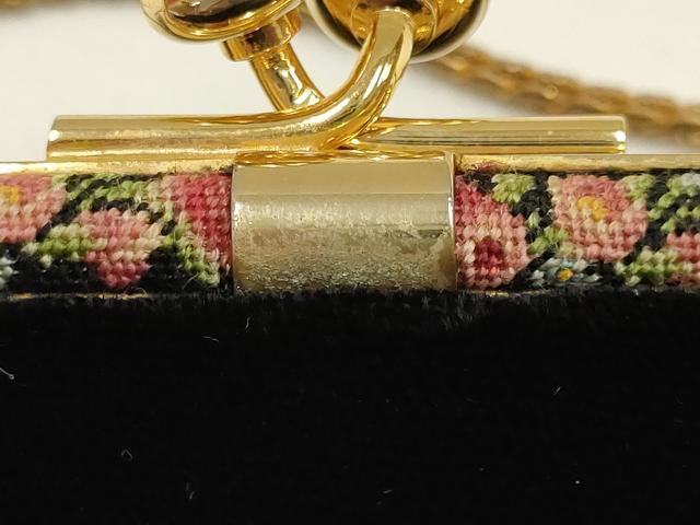 平和屋着物▼和装小物　和装バッグ　Leu Locati　レウロカティ　ハンドバッグ　プチポワン刺繍　ベルベット　逸品　AABK9603ay