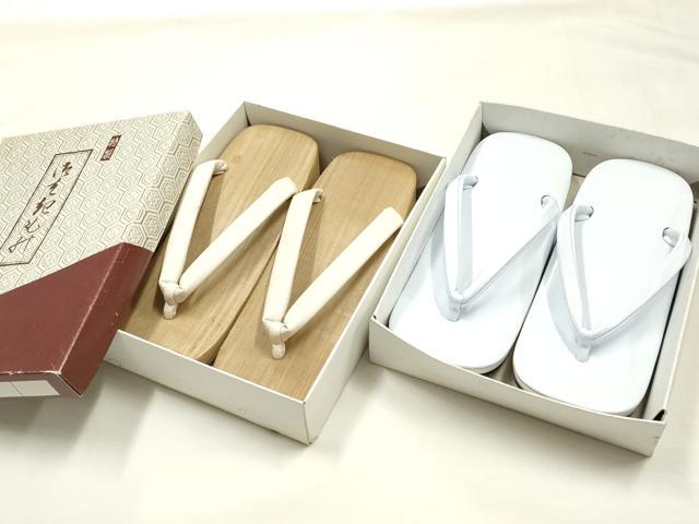 平和屋着物▼男性　和装小物　雪駄・下駄セット　白　桐下駄　仁藤　逸品　AABK9611ay