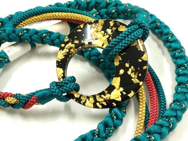 平和屋着物●和装小物　振袖用帯締め　装飾　金糸　撚り房　逸品　未使用　AABK9645ay