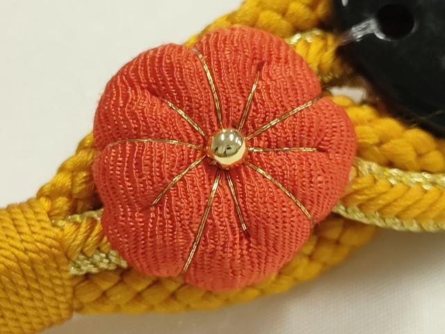 平和屋着物●和装小物　振袖用帯締め　装飾　蒔絵　ちりめん細工　金糸　逸品　未使用　AABK9648ay