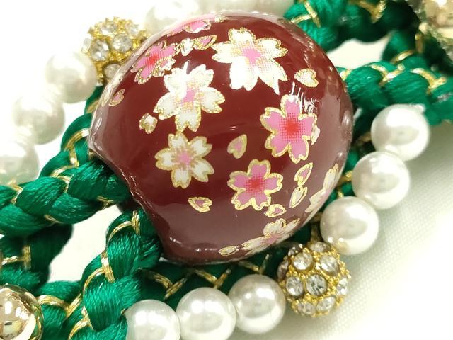 平和屋着物●和装小物　振袖用帯締め　装飾　飾り玉　パール　ラインストーン　金糸　撚り房　逸品　未使用　AABK9654ay