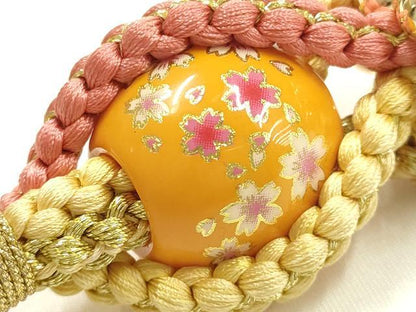 平和屋着物●和装小物　振袖用帯締め　装飾　飾り玉　ビーズ　金糸　正絹　逸品　未使用　AABK9661ay