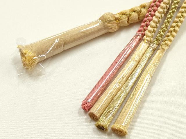 平和屋着物●和装小物　振袖用帯締め　装飾　飾り玉　ビーズ　金糸　正絹　逸品　未使用　AABK9661ay