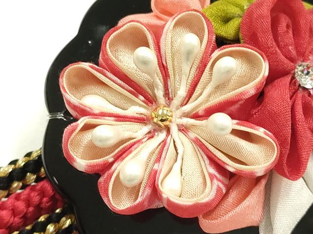平和屋着物●和装小物　振袖用帯締め　装飾　つまみ細工　ラインストーン　小田巻　金糸　正絹　逸品　AABK9665ay
