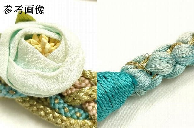 平和屋着物●和装小物　振袖用帯締め　装飾　ちりめん細工　パール　金糸　正絹　逸品　AABK9667ay