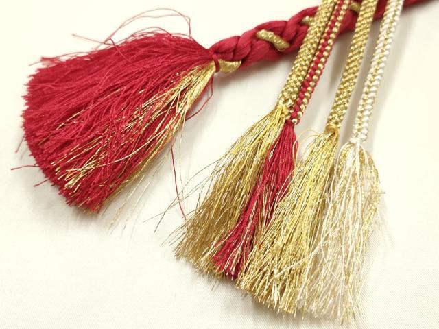 平和屋着物●和装小物　振袖用帯締め　装飾　つまみ細工　金糸　逸品　AABK9669ay