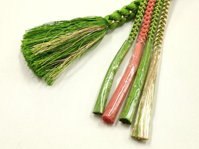平和屋着物●和装小物　振袖用帯締め　装飾　蒔絵　パール　あわじ玉　金糸　正絹　逸品　未使用　AABK9671ay