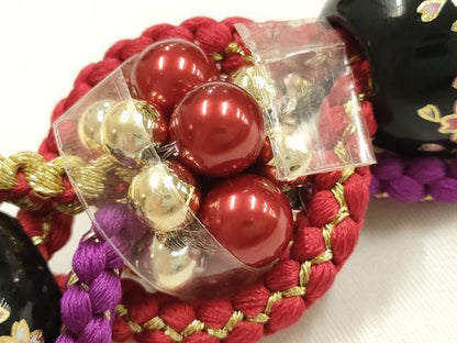 平和屋着物●和装小物　振袖用帯締め　装飾　飾り玉　ビーズ　金糸　正絹　逸品　未使用　AABK9672ay