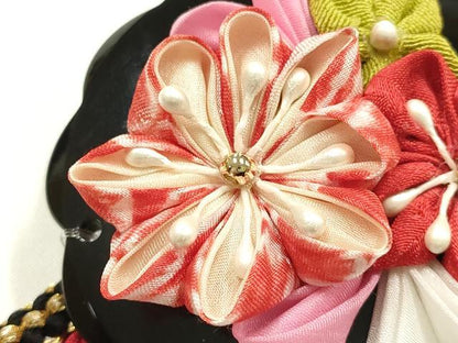 平和屋着物●和装小物　振袖用帯締め　装飾　つまみ細工　小田巻　金糸　正絹　逸品　AABK9676ay