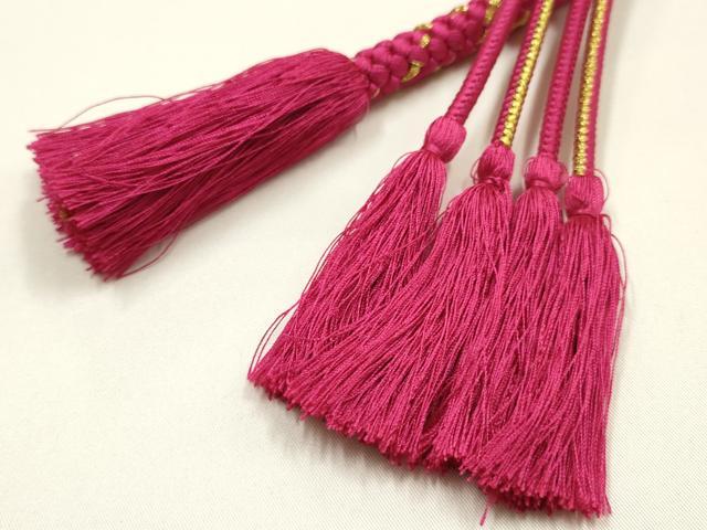 平和屋着物●和装小物　振袖用帯締め　装飾　パール　金糸　正絹　逸品　AABK9677ay