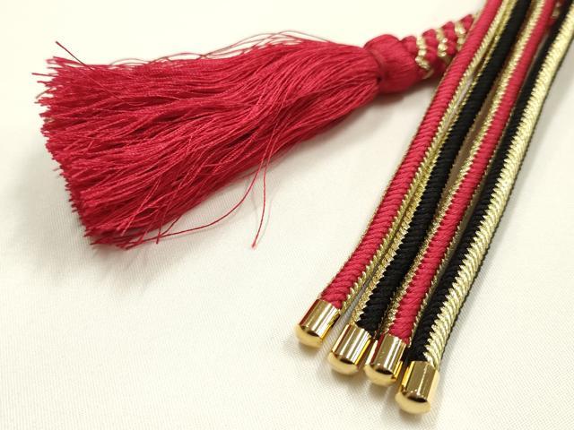 平和屋着物●和装小物　振袖用帯締め　装飾　つまみ細工　パール　ラインストーン　金糸　正絹　逸品　AABK9684ay