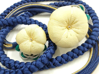平和屋着物●和装小物　振袖用帯締め　装飾　ちりめん細工　金銀糸　撚り房　正絹　逸品　AABK9692ay