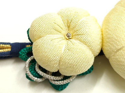 平和屋着物●和装小物　振袖用帯締め　装飾　ちりめん細工　金銀糸　撚り房　正絹　逸品　AABK9692ay