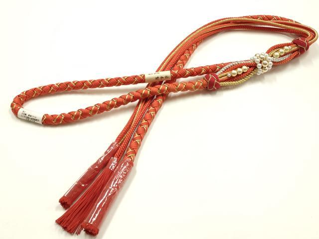 平和屋着物●和装小物　振袖用帯締め　翠嵐工房　装飾　パール　あわじ玉　金銀糸　撚り房　正絹　逸品　未使用　AABK9693ay