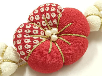平和屋着物●和装小物　振袖用帯締め　装飾　ちりめん細工　金糸　正絹　逸品　AABK9702ay