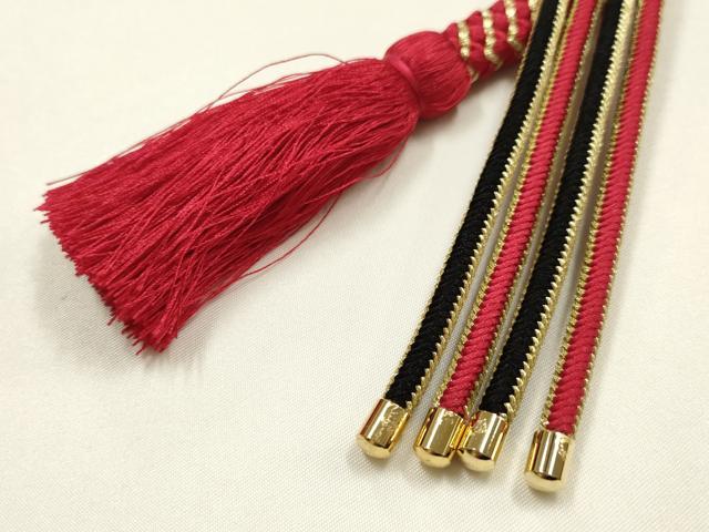平和屋着物●和装小物　振袖用帯締め　装飾　つまみ細工　パール　ラインストーン　金糸　正絹　逸品　AABK9705ay
