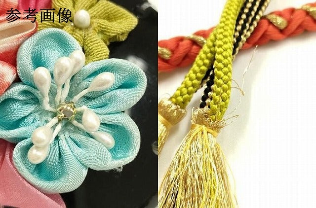 平和屋着物●和装小物　振袖用帯締め　装飾　つまみ細工　小田巻　金糸　正絹　逸品　AABK9706ay