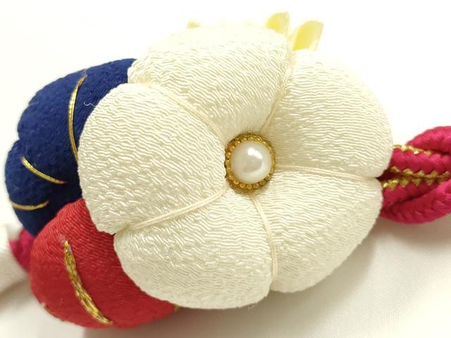 平和屋着物●和装小物　振袖用帯締め　装飾　ちりめん細工　パール　金糸　正絹　逸品　AABK9711ay