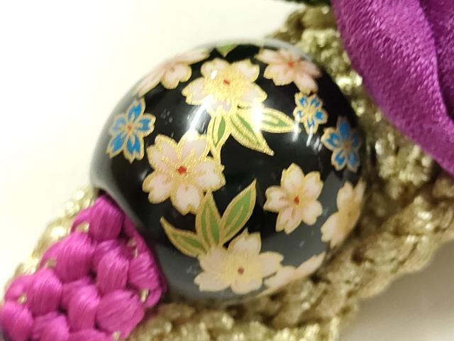 平和屋着物●和装小物　振袖用帯締め　装飾　ちりめん細工　飾り玉　金糸　正絹　逸品　AABK9717ay