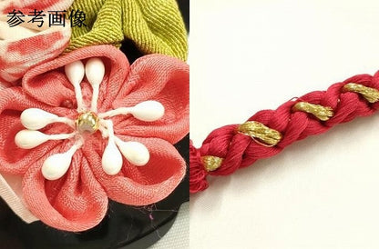 平和屋着物●和装小物　振袖用帯締め　装飾　つまみ細工　小田巻　金糸　正絹　逸品　AABK9718ay