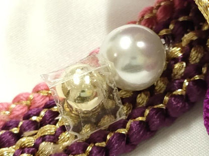 平和屋着物●和装小物　振袖用帯締め　装飾　パール　ビーズ　金糸　正絹　逸品　AABK9721ay