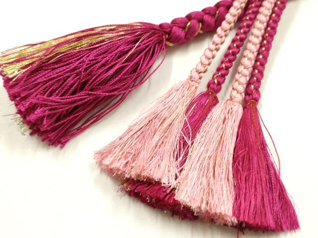 平和屋着物●和装小物　振袖用帯締め　装飾　つまみ細工　パール　鈴　金糸　正絹　逸品　AABK9733ay