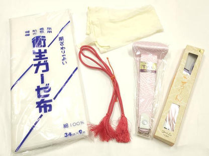 平和屋着物▼和装小物 着付け用品まとめて17点 晴れ着の丸昌 肌着 裾除 腰紐 伊達締め 帯枕 帯金具 衿芯 ガーゼ 未使用品有りAABK9740ay