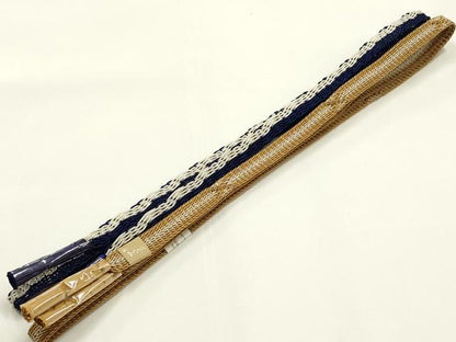 平和屋着物＊夏物　和装小物　上質な帯締め2本　レース組　平組　金糸　正絹　逸品　未使用　AABK9758ay