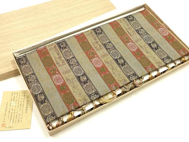 平和屋着物▼和装小物　卓布　名物裂類錦文　正絹　逸品　木箱付き　AABK9766ay