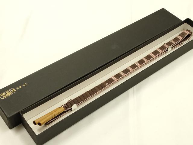 平和屋着物●無形文化財　江戸組紐　五嶋紐　帯締め　平組　正絹　逸品　新品　AABK9771ay