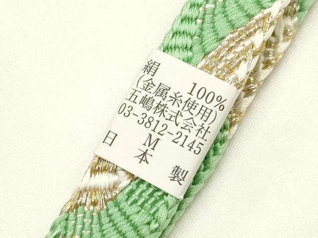 平和屋着物●無形文化財　江戸組紐　五嶋紐　帯締め　平組　金銀糸　正絹　逸品　新品　AABK9775ay