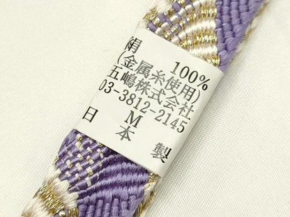 平和屋着物●無形文化財　江戸組紐　五嶋紐　帯締め　平組　金銀糸　正絹　逸品　新品　AABK9776ay
