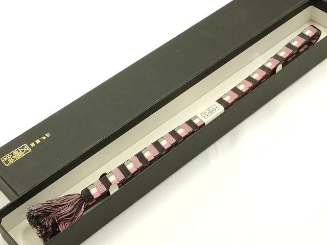 平和屋着物●無形文化財　江戸組紐　五嶋紐　帯締め　平組　正絹　逸品　新品　AABK9777ay